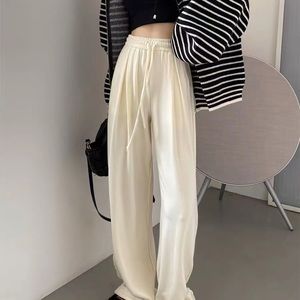 Brand New - Corduroy Loose Drawstring Long Pants - Cream-coloured size S